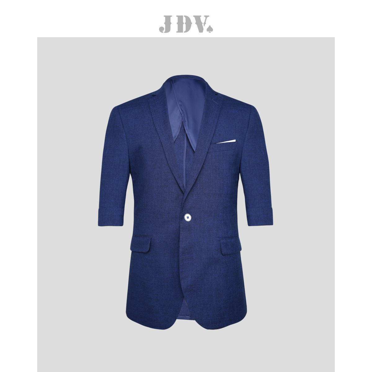 JDV男装夏季新品休闲绅士修身一粒扣中袖西服外套轻商务