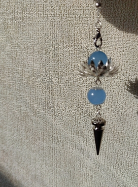 原创灵摆海蓝宝玉髓项链吊坠挂坠毛衣链步摇簪手链颈链酷甜萝莉