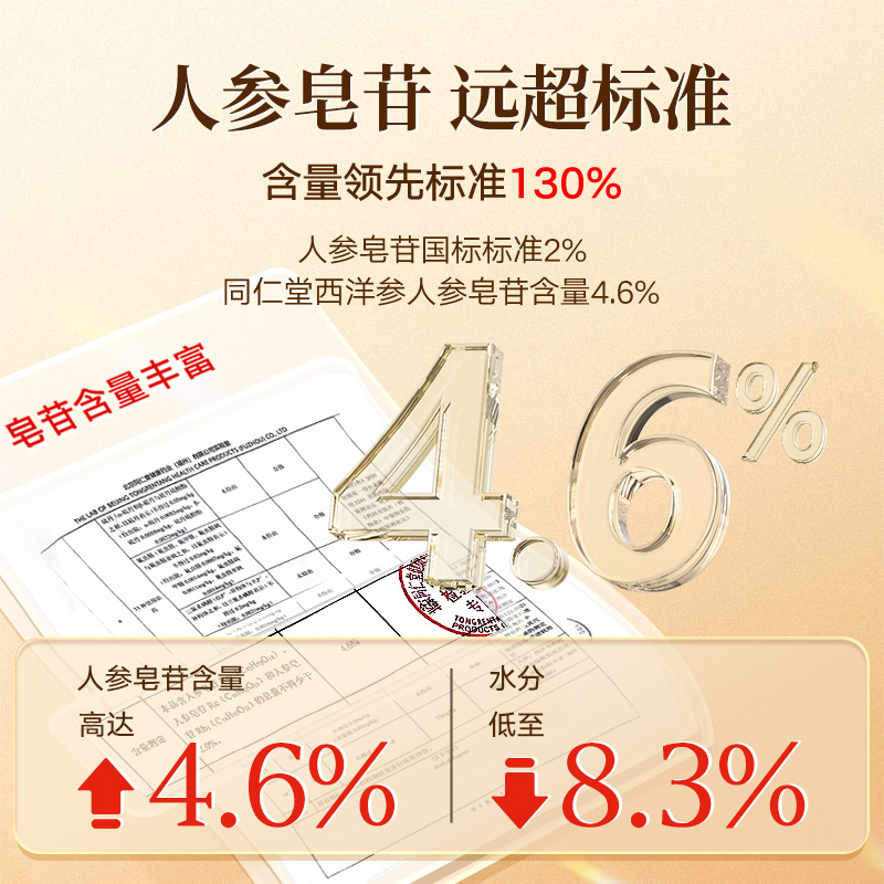 正宗北京同仁堂西洋参片官方药材切片大含片送礼泡水人参100g