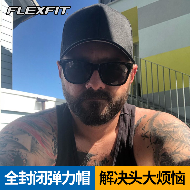 FLEXFIT 6277全封帽子男大头围大码硬顶棒球帽男士高顶鸭舌帽美队