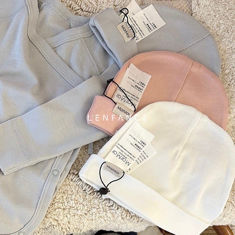 ■LENFANCE 现货 MarMar 25SS 经典新生儿柔软包屁连体长爬胎帽 - 图2