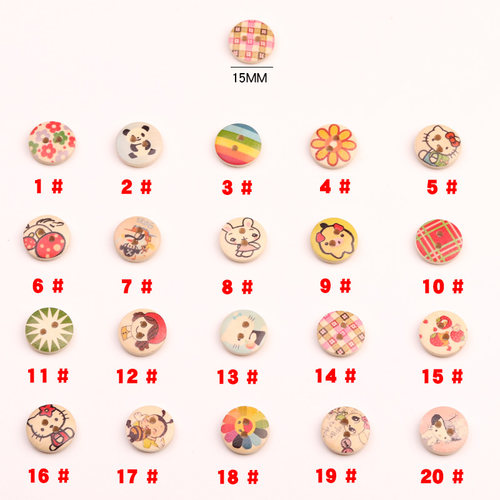 卡通纽扣圆形扣子百搭宝宝婴儿衣服毛衣开衫外套可爱木头扣装饰扣 - 图3