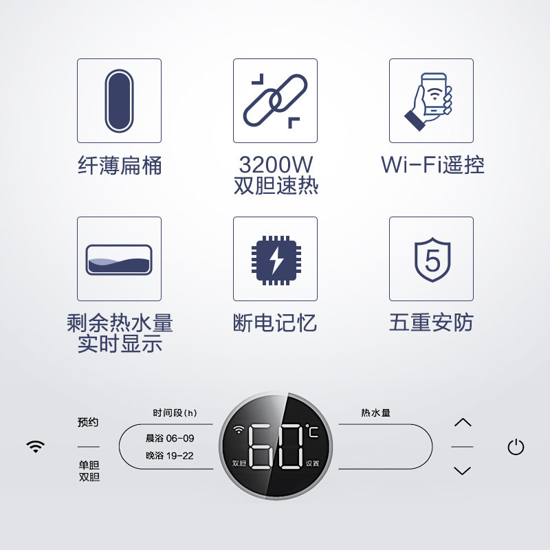 美的华凌小型超薄速热扁桶电热水器 华凌厨卫电热水器