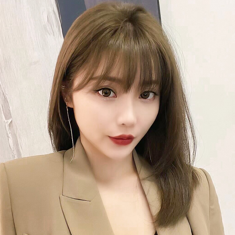 springsunshine旗舰店假发女短发全头套式辛芷蕾真人发丝自然少女网红圆脸中长发假发套0