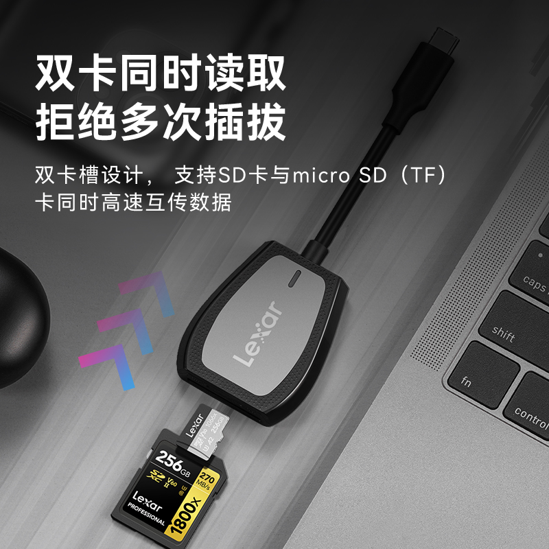 雷克沙（Lexar）USB3.2高速读卡器 SD/TF 二合一多功能 支持UHS-II读取 适用手机相机监控摄像内存卡 - 图3