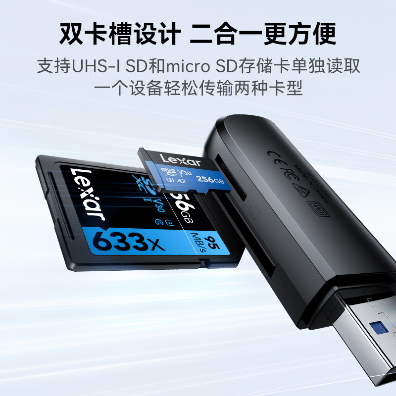 Lexar雷克沙SD卡TF卡microSD卡二合一读卡器USB3.2高速多功能电脑读卡器 - 图2