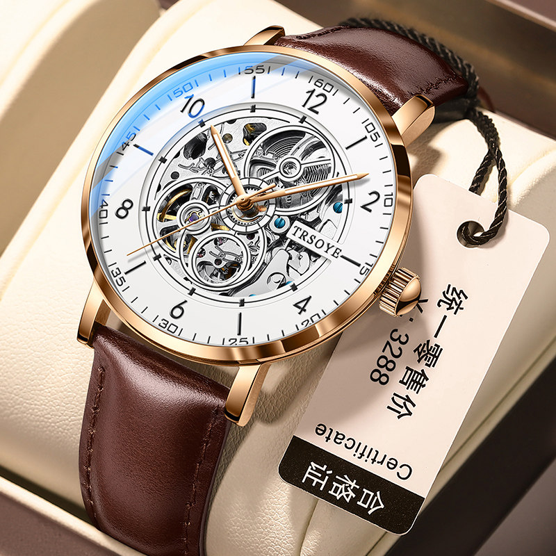 全自动镂空防水陀飞轮潮流机械表 tisselly蒂西尼国产腕表