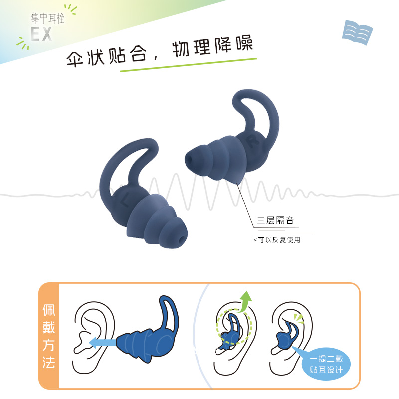 日本sonic索尼克集中学习隔音耳塞学生学习专用降噪舒适超级隔音 - 图1