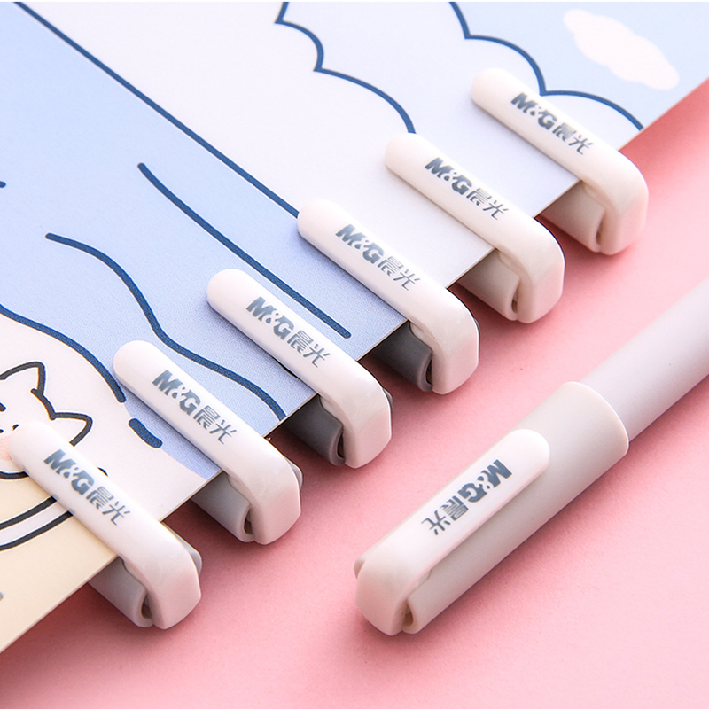 晨光小清新的水笔0.5mm 创意韩国女生可爱简约中性笔0.35mm针管头学生用水笔黑笔红色创意萌少女高中生文具