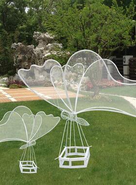 户外铁艺不锈钢镂空发光蝴蝶雕塑园林广场售楼部草坪景观装饰摆件