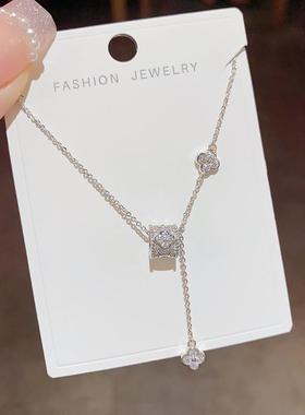 轻奢小众设计高级感小蛮腰四叶花项链流苏甜美气质百搭锁骨链全新