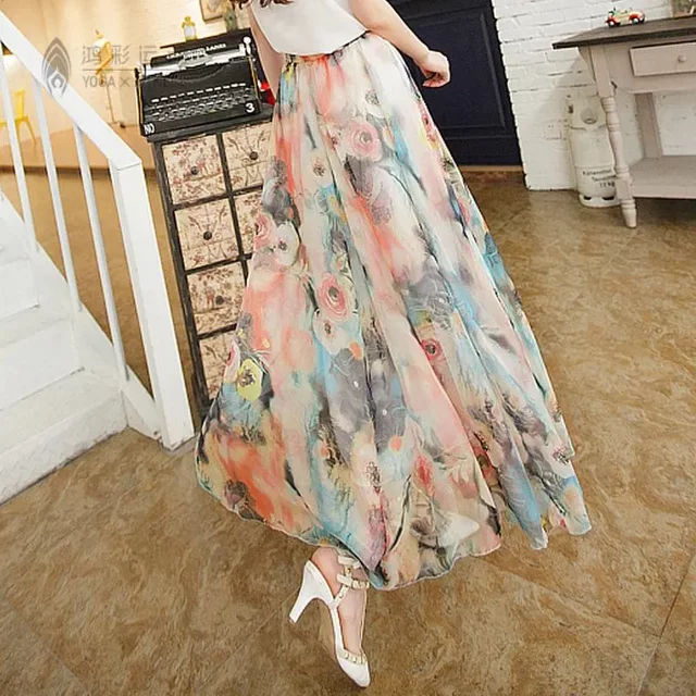 2025 new summer bohemian long skirt printed skirt