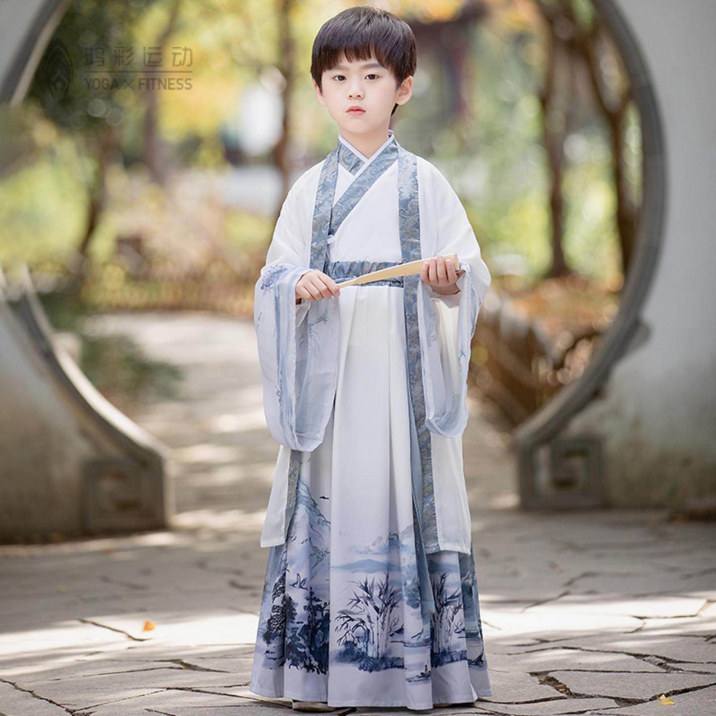 儿童古装汉服国学服男童女童书童小学生国学服装开笔礼朗诵演出服,淘宝优惠券,粉丝福利购,淘宝优惠卷