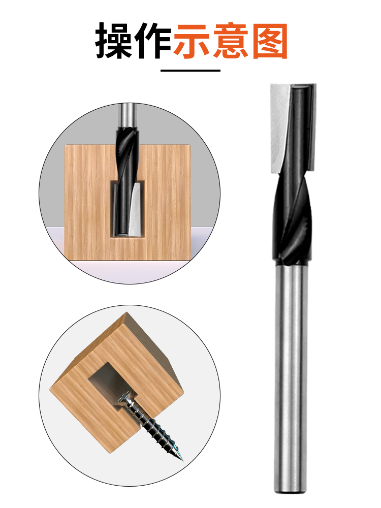木工锁眼木槽开螺旋榫门板孔工具刀开孔加长门锁电木铣铣刀用刀-图0