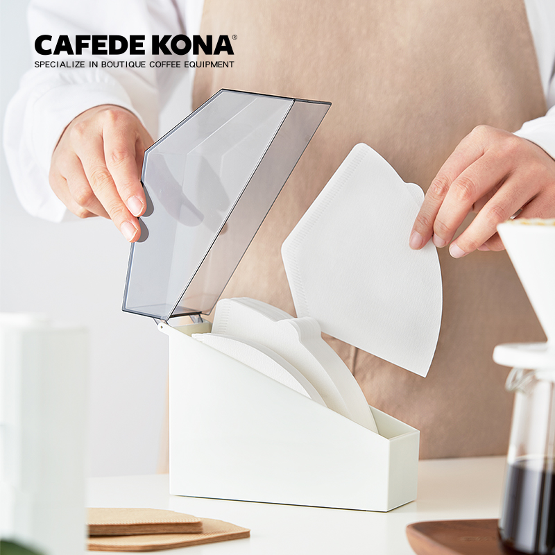 CAFEDE KONA滤纸盒滤纸架咖啡店V60滤纸扇型过滤纸防尘盒手冲-图0