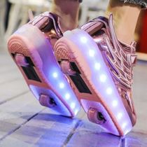 Bottom with wheels Storm Walking Shoes Double Wheels With Wheels Sliding Shoes Walkable Shiny Light Children Sliding Wheel Shoes After