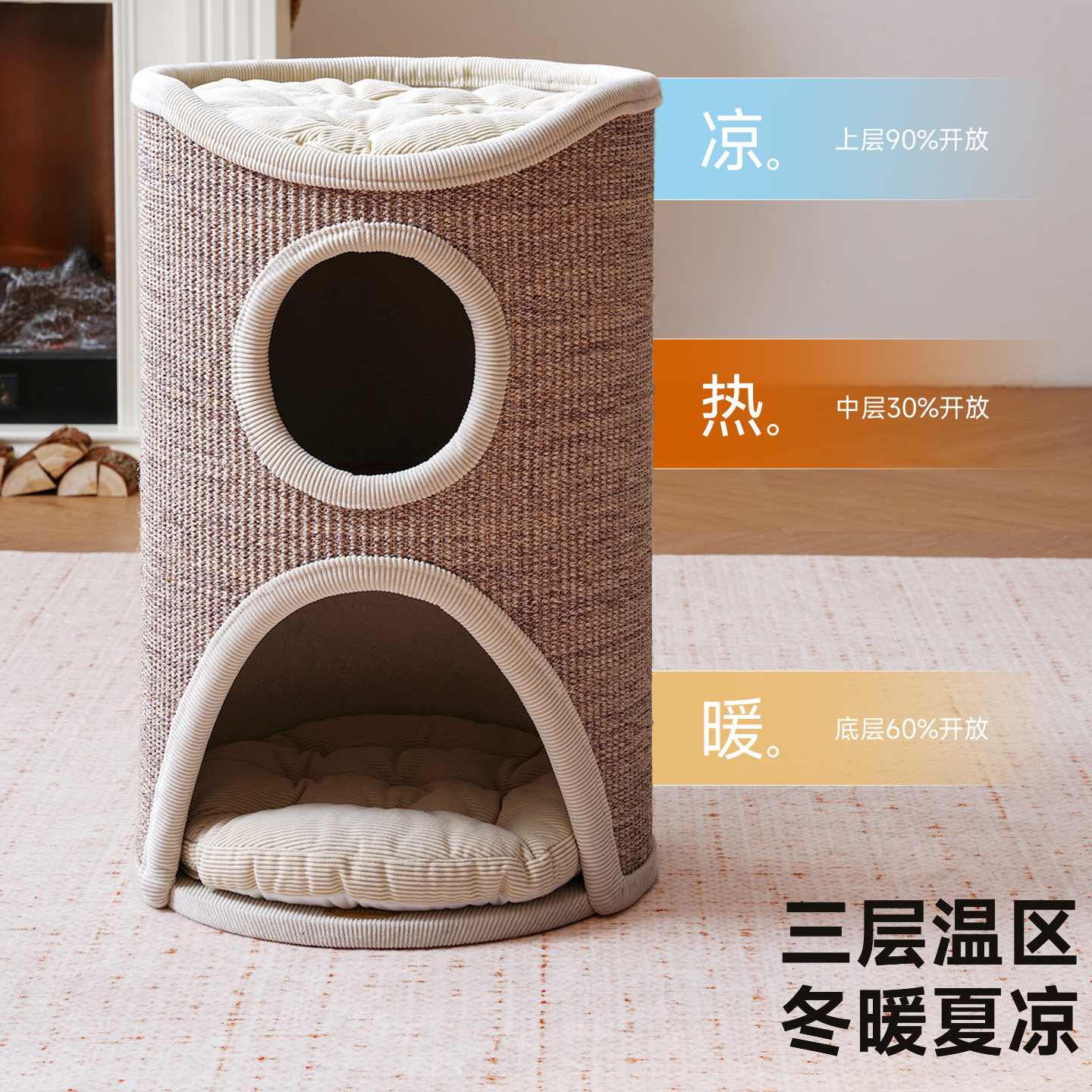 兽牌树洞猫窝冬季保暖封闭式安全感上下两层猫窝冬加厚冬日可拆洗,淘宝优惠券,粉丝福利购,淘宝优惠卷