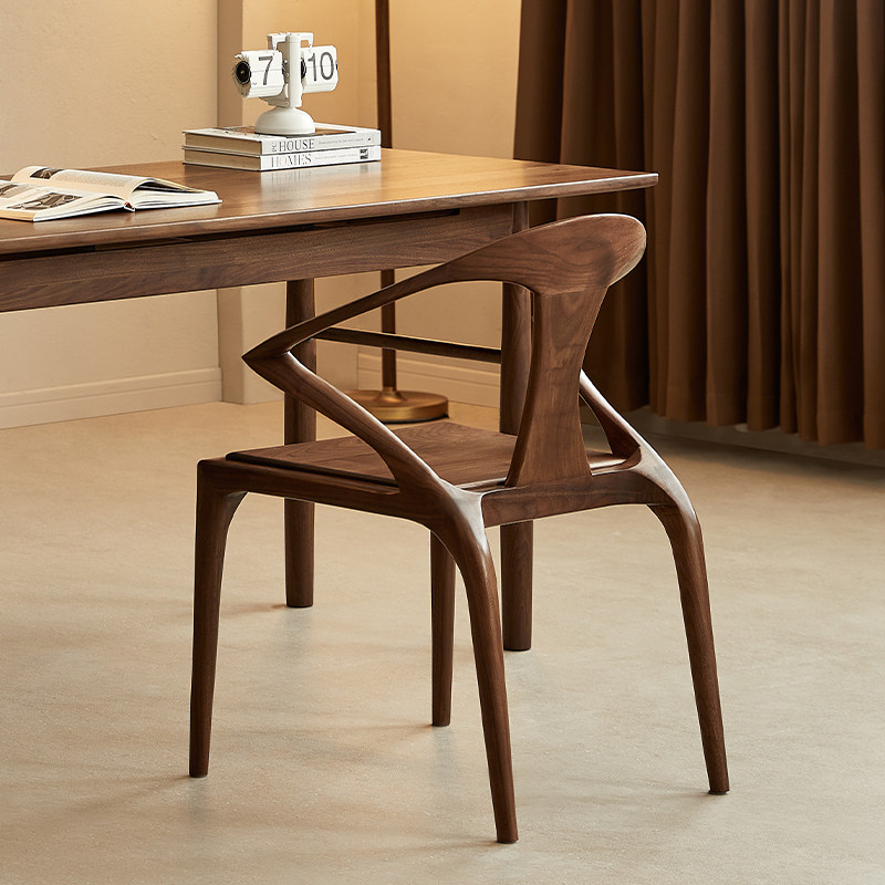 北美黑胡桃木餐椅家用餐厅真皮餐椅实木休闲椅子可换皮色书椅整装,淘宝优惠券,粉丝福利购,淘宝优惠卷