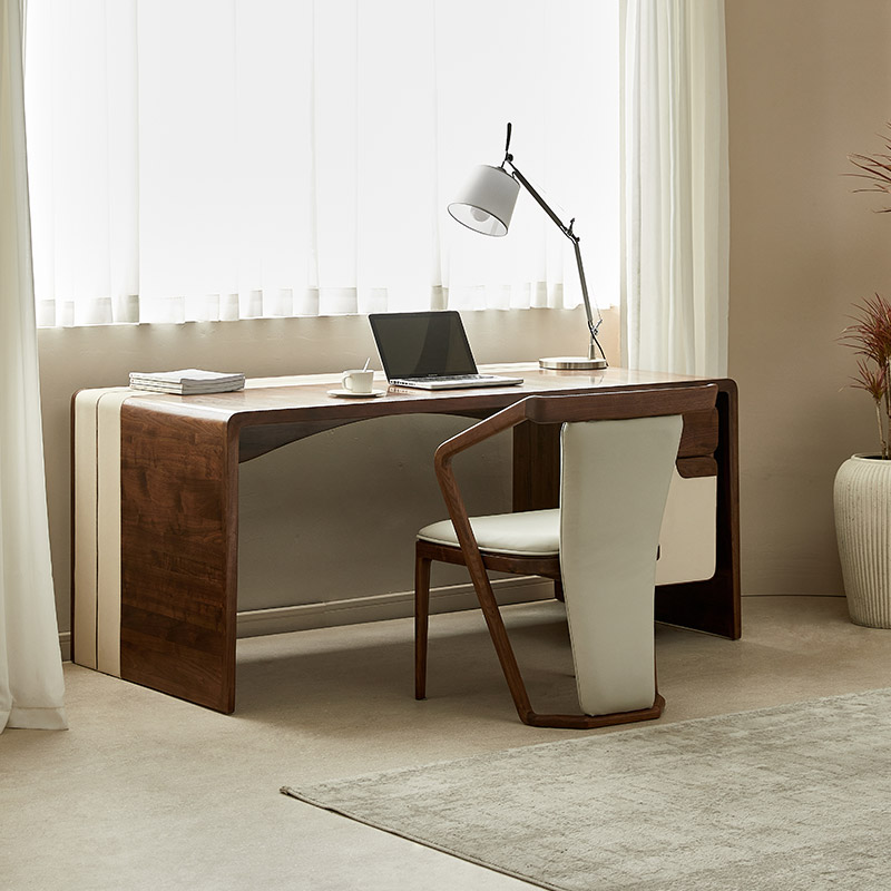 水墨兰亭实木休闲椅意式轻奢北美黑胡桃木艺术背靠椅子设计师书椅