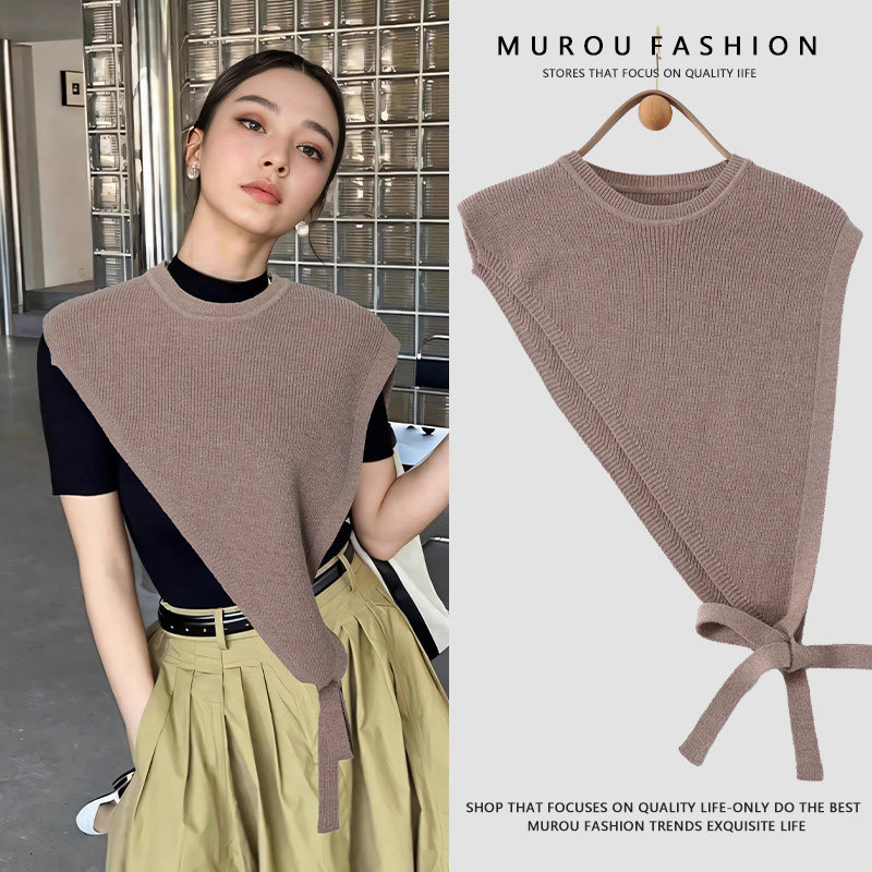 安可拉红设计感开叉针织披肩女秋冬新款三角斜边马甲叠穿洋气百搭,淘宝优惠券,粉丝福利购,淘宝优惠卷