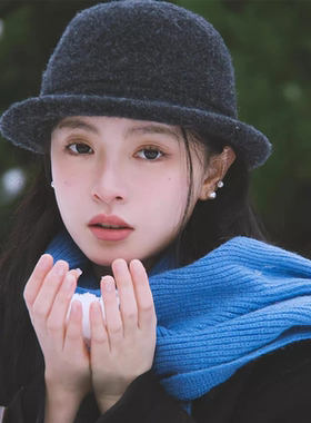 韩版卷边圆顶小礼帽女士冬季