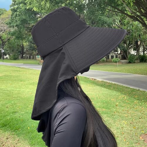 2026新款防晒帽女护颈帽子男一体防紫外线夏季遮阳帽大帽檐太阳帽 - 图0