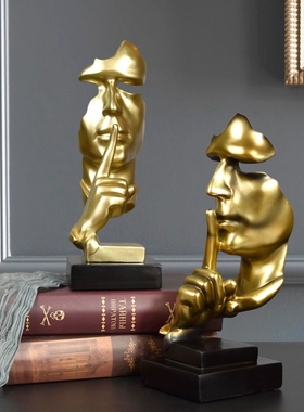 沉默是金客厅酒柜装饰品摆件创意家居办公室装饰美式工艺品小摆设