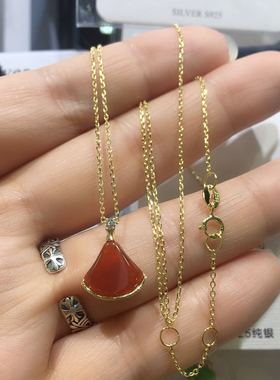 扇形电镀18k金白色小裙子项链