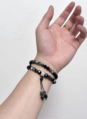 国风银曜石轻奢双层小众设计情侣