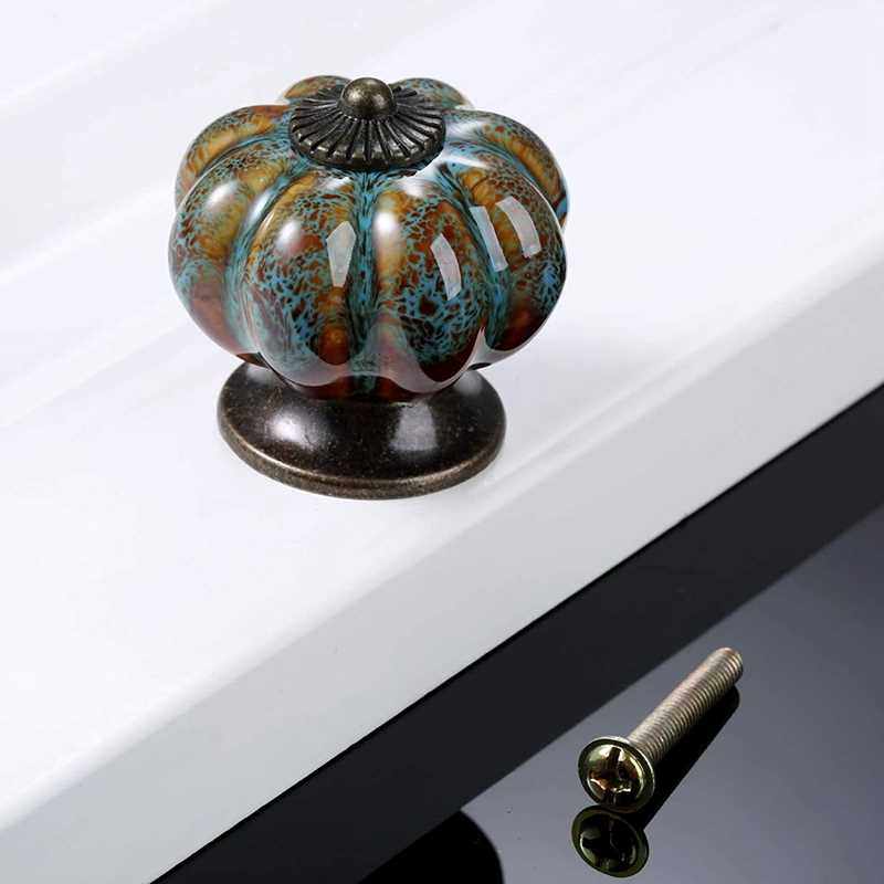 12Pcs Ceramic Door Knob Antique Pumpkin for Cabinets Cupboar - 图2