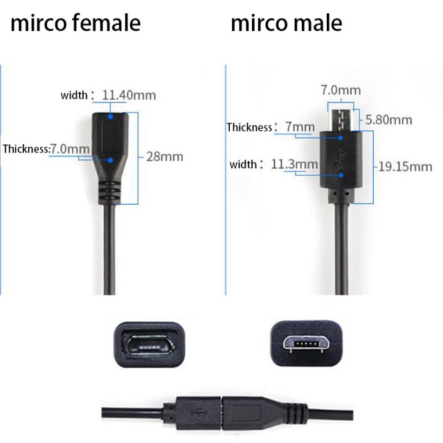 Micro USB 2.0 A Female Male Jack Charging Connector Cable 4 - 图1