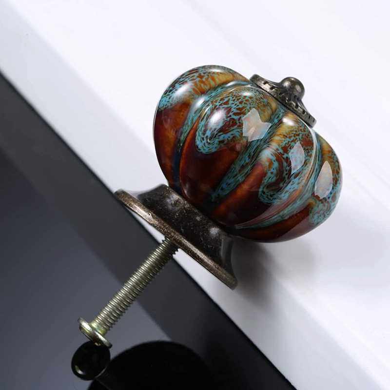 12Pcs Ceramic Door Knob Antique Pumpkin for Cabinets Cupboar - 图0