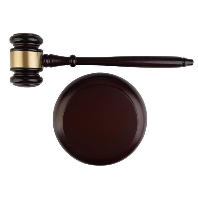 Wooden judge's gavel auction hammer with sound block for - 图1