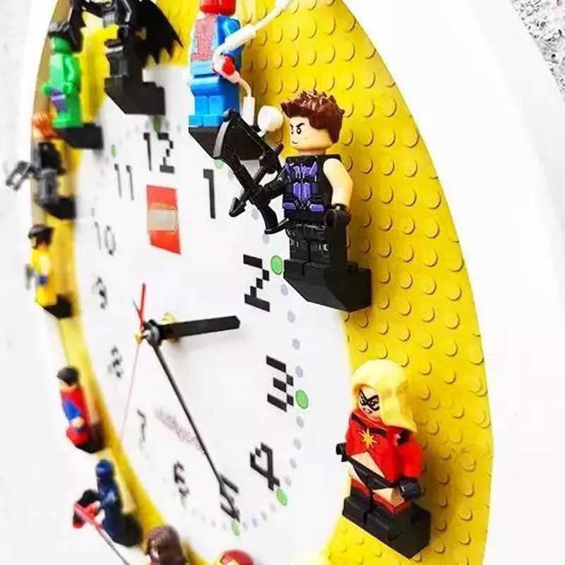 3D Building Blocks Wall Clock Superhero Wall Decorate Childr-图2