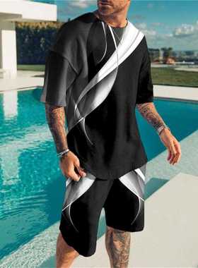 Men's T Shirt Set 3D Print Short Sleeve 2022 Summer