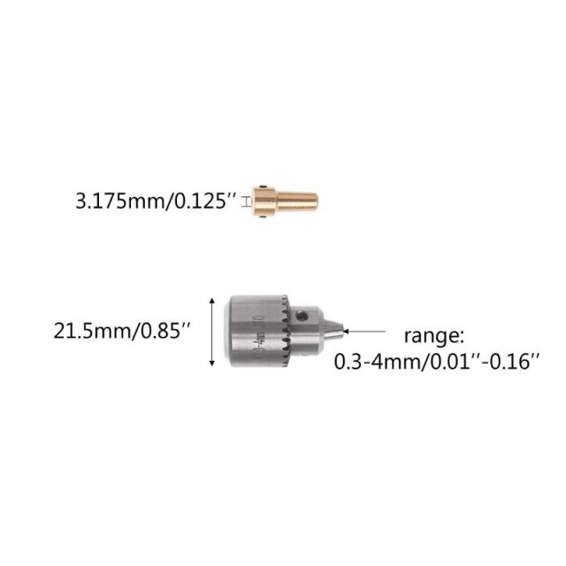 Micro Motor Drill Chuck Clamp 0.3-4mm With Key 3.17mm Shaft - 图1