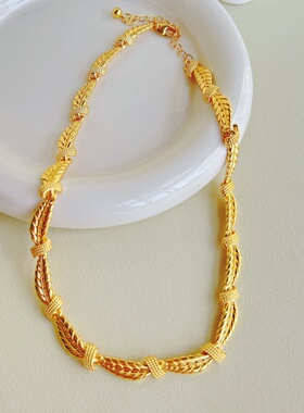 麦穗金色时尚中古款式轻奢项链