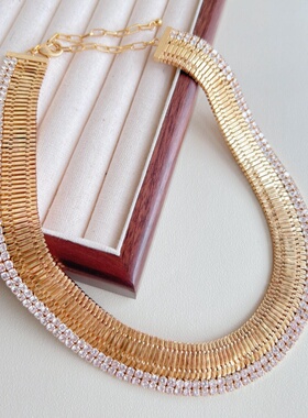 宽版小众设计气质项链锆石