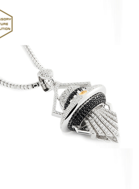 银镶菱形吊坠项链嘻哈INS潮