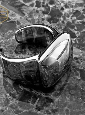 埃斯意极简几何镜面开口戒指