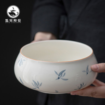 Tea Wash Large Size Extra-large Home Pen Wash Green Flower Porcelain Ceramic Tea Residue Washed Tea Channel Deposit-Trays Water-Toon Tea Set Accessories