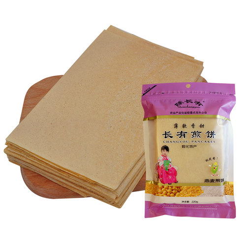 陈长有煎饼东北大煎饼吉林特产手工摊制杂粮煎饼燕麦口味220g - 图1