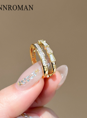 蛇骨锆石戒指贝母设计感食指指环