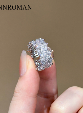 轻奢满天星超闪氧化锆开口戒指