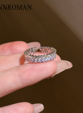 新款双色排钻戒指女高级感食指戒