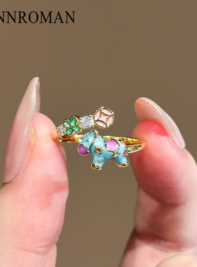 珐琅彩小马戒指女小众设计