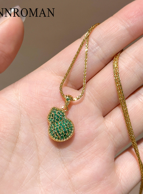 双色葫芦吊坠项链金色链条