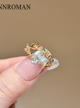 彩色水晶猪鼻子戒指女开口可调节