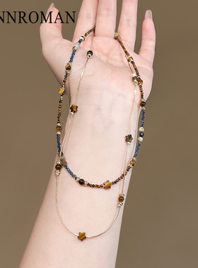 虎眼石串珠项链小众设计