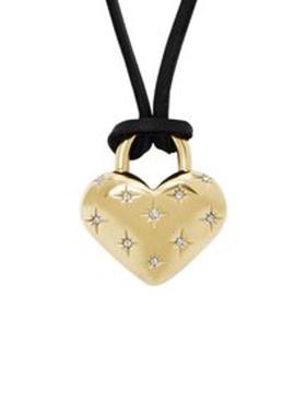 代购Fossil/化石女士金属皮革拼接颈链时尚百搭配饰金黄色调修长